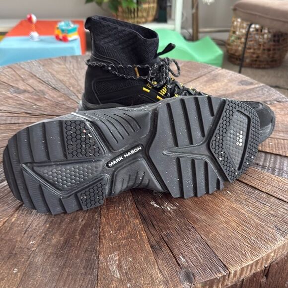 Skechers Black + Yellow Mark Nason High-Top Knit Sock Sneakers - Picture 9 of 10